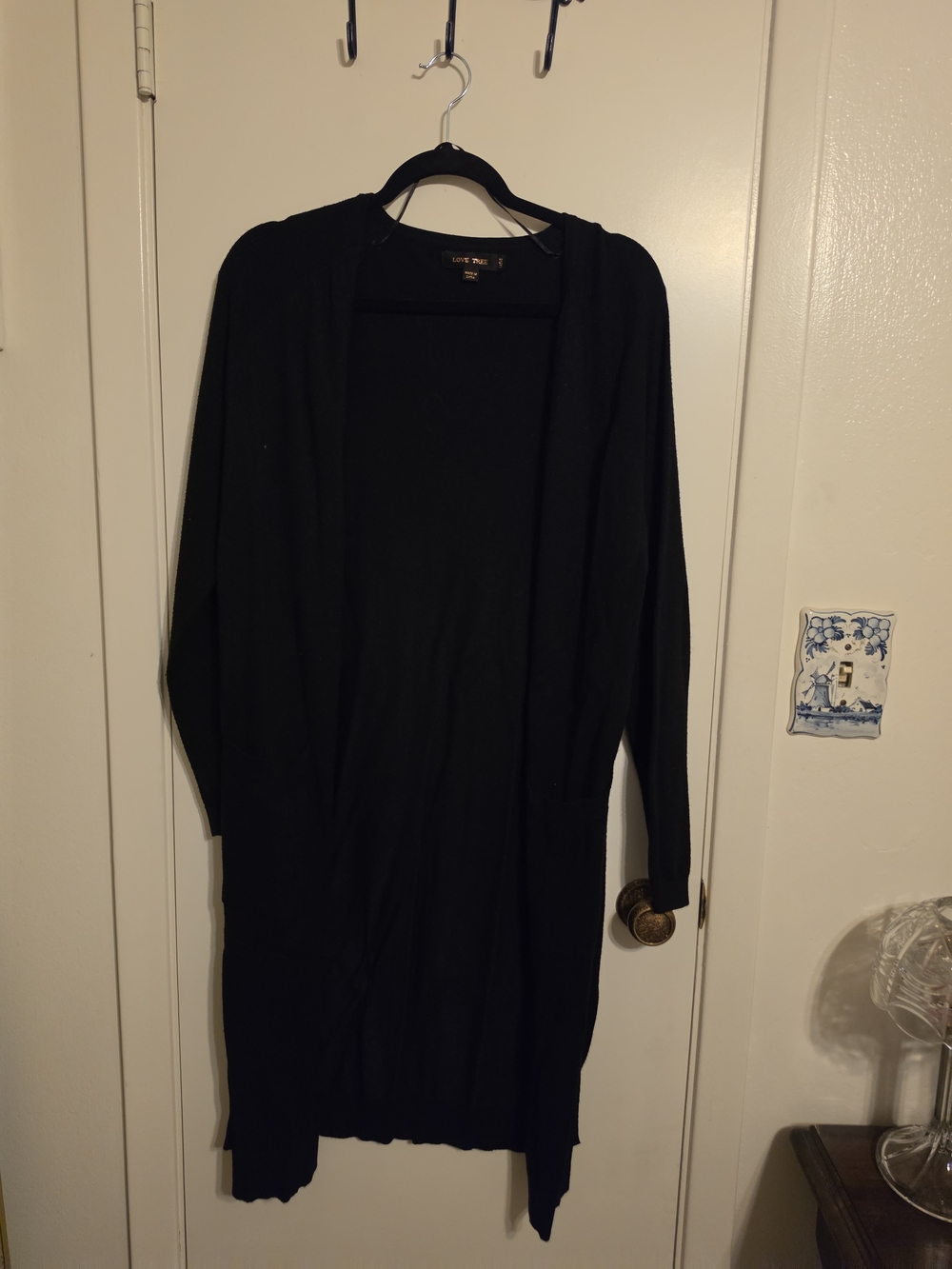 Love Tree Long Black Open-Front Women's Cardigan